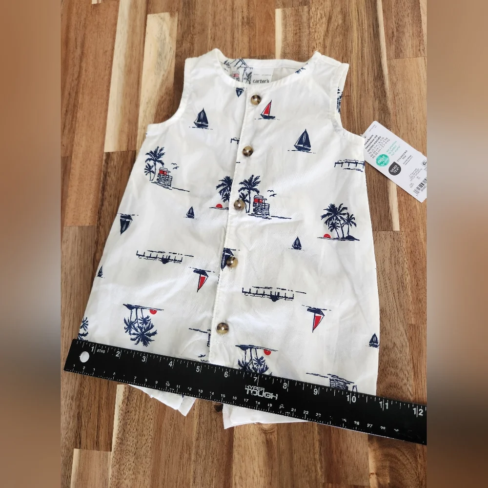 Carter’s Baby Nautical‎ Romper Onesie - 100% Cotton Size Newborn NWT